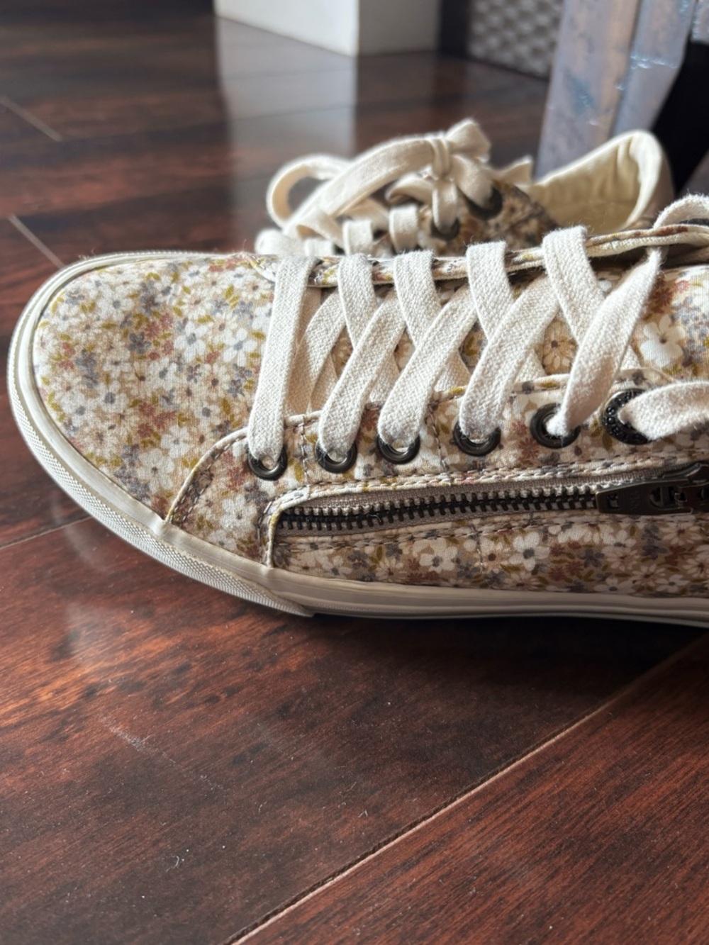 Taos Footwear Floral Canvas Sneakers in Cream, Brown and Yellow - Picture 10 of 12